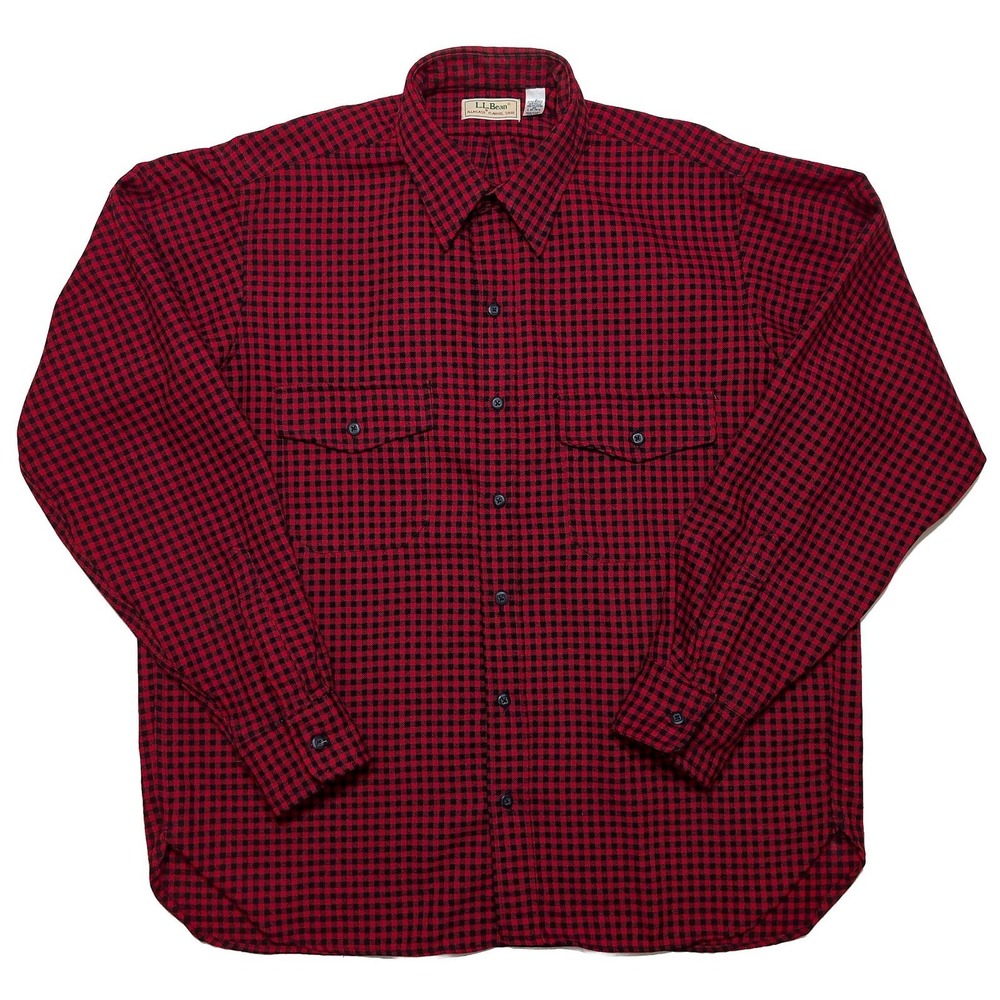Vintage LL BEAN Allagash Flannel Shirt Long Sleeve Red Black Made USA Large L